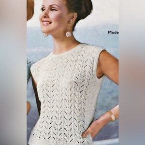 🦩Vintage Light Pink Lace Knit Sleeveless Top